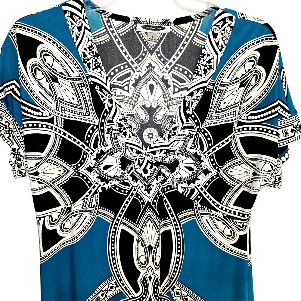 INTERMISSION 8 Blue Boho Women's Sleeves Sun Dress Miss Size Medium M